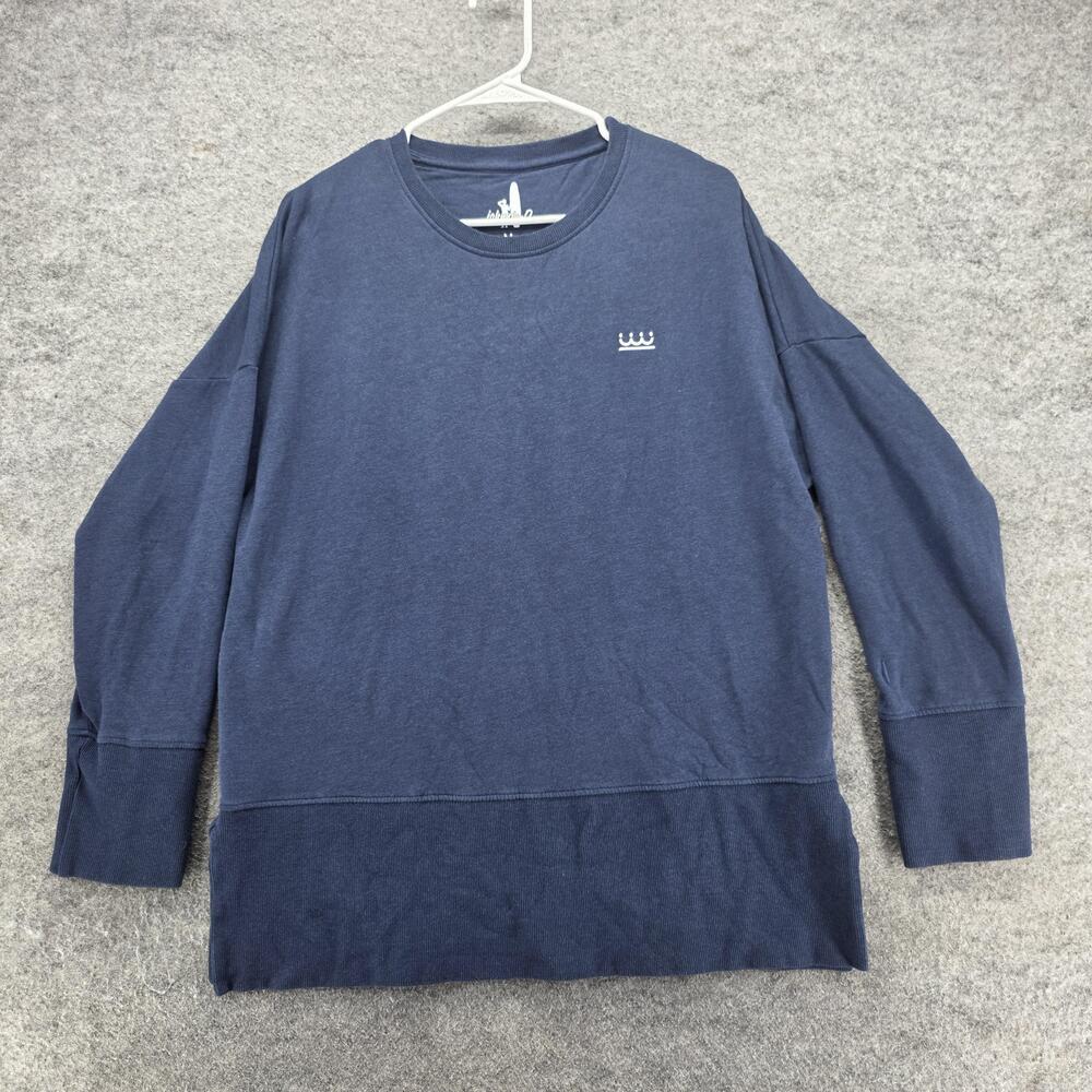 Johnnie-O Sweatshirt Mens Medium Blue Crew Neck Knit Stretch Pullover Logo